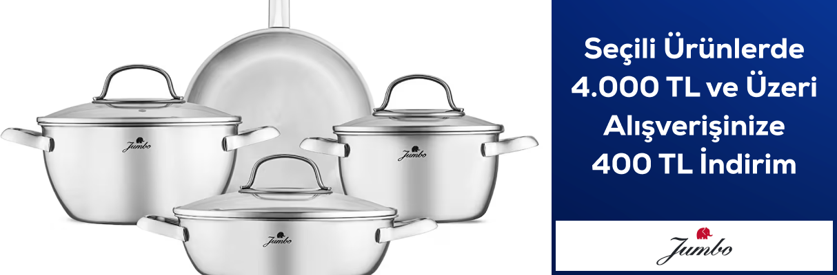 Jumbo Türkiye Mağazasında Seçili Ürünlerde 4000 TL ve Üzeri Alışverişinize 400 TL İndirim