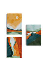 3’lü Tablo Estetik Manzaralar Suluboya Sanat Dekoratif Tablo Seti-ac-3