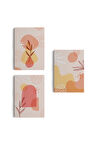 3’lü Tablo Minimal Şekiller Ve Bitkiler Dekoratif Şık Ve Modern Duvar Tablo Seti-bf-31