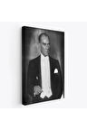Atatürk Portre Tablosu Mustafa Kemal Atatürk Dikdörtgen Dekoratif Kanvas Tablo-fö-139
