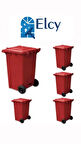ELCY 240 LT Kırmızı Çöp Konteyneri Isıya Karşı Dayanıklı 5 ADET