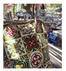 KARO DESEN KARIŞIK RENKLİ KUMAŞ ÇANTA