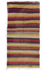 158x315 cm Çizgi Desenli El Dokuması Eski Yolluk Kilim, Düz Dokuma Koridor Kilimi