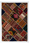123x183 cm Eski El Yapımı Türk Patchwork Kilim, Düz Dokuma Halı, Diğer Opsiyonları Mevcut