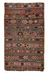 153x250 cm El Dokuması Eski Kilim. Düz Dokuma Tamamı Yün Kilim. Oturma Odası Kilimi