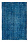 178x268 cm Mavi El Yapımı Halı, Yenilenmiş Eski Halı, Yeniden Boyanmış Modern Halı