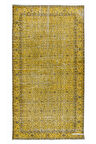 153x281 cm Decorative Sarı El Dokuması Halı, Yeniden Boyanmış Eski Halı