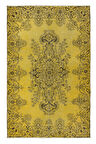 185x287 cm Sarı Halı, El Dokuması Modern Halı, Salon Halısı