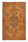 161x254 cm El Yapımı Turuncu Halı, El Dokuması Eski Halı, Modern Türk Halısı