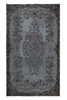 168x275 cm Gri El dokuması Halı, Yenilenmiş Vintage Halı, Yeniden Boyanmış Eski Halı