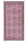 105x200 cm, Yeniden Boyanmış Pembe El Dokuma Halı, El Yapımı Eski Halı