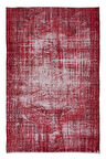 175x276 cm, Kırmızı El Yapımı Halı, Yenilenmiş Eski Halı, Yeniden Boyanmış Modern Halı