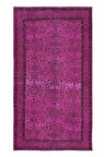 119x212 cm, Yeniden Boyanmış Pembe El Dokuma Halı, El Yapımı Eski Halı