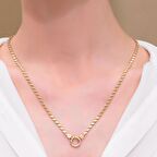 14 Ayar Altın Simit Kilitli Pullu Zincir Kolye Sarı 4 Mm