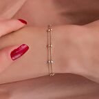 14 Ayar Altın Italyan Dorika Toplu Ikili Bileklik