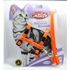 Catlife   Kedi Göğüs ve Gezdirme Tasması Takımı Turuncu
