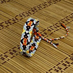 Pafuli El Yapımı Etnik Dokulu Makrome Bileklik Turuncu