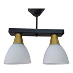 Mylight Moder Spor Ikili Yuvarlak Siyah ve Gold Avize