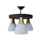 Mylight Moder Spor Ikili Yuvarlak Siyah ve Gold Avize