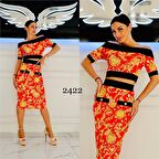 Omuz Açık Crop Crystal Taşlı Etekli Takım - KIRMIZI