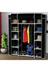 Çift Yandan Raflı Bez Dolap - Siyah