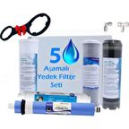 Aura Cebilon Açık Kasa Su ArıtmaUyumlu 5'li Lüx 10" Filtre Seti 80GPD Lg Membranlı