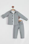 Erkek Çocuk Pamuklu Gömlek Tişört Pantolon 3'lü Alt Üst Takım