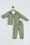 Erkek Çocuk Pamuklu Gömlek Tişört Pantolon 3'lü Alt Üst Takım