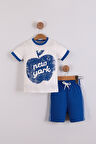 Erkek Çocuk Elmalı New York Baskılı Tişört Şort 2'li Takım