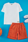 Kız Çocuk  Etiketli Tişört ve Müslin Şort 2'li Takım