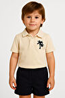 Erkek Çocuk Palmiye Nakışlı Polo Yaka Tişört Şort 2'li Takım