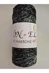 Makrome Polyester ip 200 gram Siyah (Beyaz Simli)