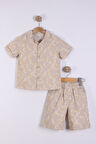 Erkek Çocuk Yaprak Desenli Gömlek Şort 2'li Takım 