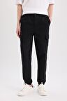 DeFacto Regular Gabardin Jogger Pantolon Kargo Cepli Beli Paçası Lastikli C9163AX25SPBK81
