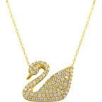 Madam Matmazel Zirkon Kuğu Gümüş Kolye, 925 Ayar Gümüş, Kübik Zirkon Taş,GKLY0067-A