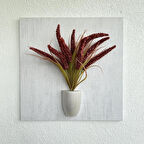 Kabartma Dokulu, Kırmızı Çubuk Cipso Çiçekli 3D Tablo