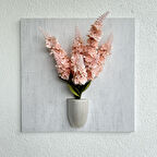 Kabartma Dokulu, Pembe Şebboy Çiçekli 3D Tablo