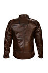 Unisex Antik Kahve Motorcu Deri Mont