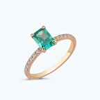 Yeşil Taşlı Baget Yüzük