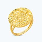 22 Ayar Altınbaş Mandala Yüzük