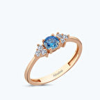 Altın Mavi Taşlı Yüzük