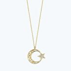 Altın Ay Yıldız Kolye