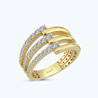 Altın Üç Sıra Taşlı Yüzük