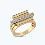 Altın Çift Sıra Taşlı Yüzük