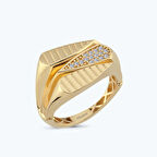 Altın Taşlı Üçgen Yüzük