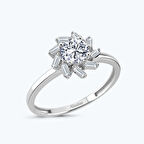 Altın Baget Taş Çiçek Yüzük