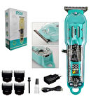 HK-790 Saç Sakal Tıraş Makinesi Şarjlı Lcd Ekran Professional turkuaz