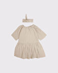 Çocuk Müslin Elastik Elbise ve Saç Bandı