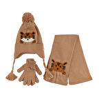 Erkek Çocuk 4-8 Yaş 3'lü Takım Atkı,Bere ve Eldiven Seti Polarlı