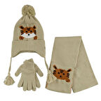 Erkek Çocuk 4-8 Yaş 3'lü Takım Atkı,Bere ve Eldiven Seti Polarlı